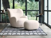 Fauteuil déhoussable Loll et pouf assorti tissu bouclettes