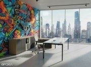 Bureau Manager Glider verre brillant rétrolaqué blanc