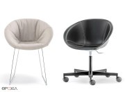 Chaises Gliss, coussin déhoussable et cuir, piètement luge et 5 branches
