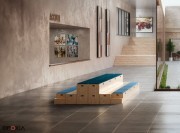 Gradins modulables Kub, structure bois multiplis et assises Flexyskin