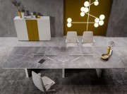 Détail du plateau en verre imprimé Marbre gris Stone Grey mat