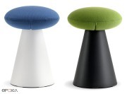 Tabouret Ikon, assise tissu et piètement noir ou blanc