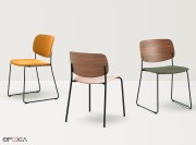 Chaises Aryn Wood, version tapissée ou bois