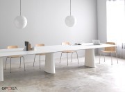 Grande table de réunion Essens full White, table à 2 sections de plateau