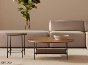 Tables Nuc, hauteur 52 cm pour la table d'appoint et 38 cm pour la table basse