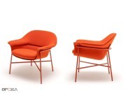 Fauteuil Ismo, 4 pieds métal en full red