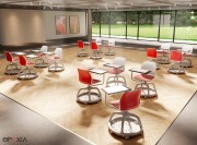 Chaises de formation Kalea Tablette sur roulettes avec panier