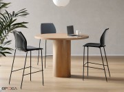 Tabouret de bar Kalea, coque tapissée 4 pieds métal