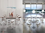 Chaises pivotantes Kicca, sur roulettes ou patins