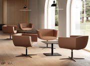Fauteuils d'attente Koppa pietement 4 branches en alu verni noir