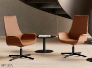 Fauteuils d'attente Kriteria, cuir lisse, pied 4 branches acier verni noir