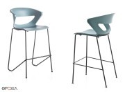 Tabouret de bar Kicca 4 pieds coque polypro bleu
