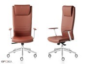 Fauteuils direction King cuir camel, dossier haut