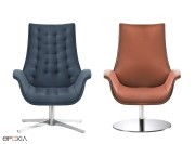 Fauteuil lounge Kriteria, lisse ou capitonné, piet. 4 branches chromé ou rond inox poli