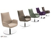 Fauteuil Kriteria, sur pied inox rond, fixe ou pivotant