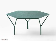 Table basse Kyu, pieds Y, plateau HPL vert