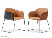 Fauteuil Laja, piètements luge, coloris de coque au choix