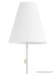 Détail lampadaire Cosylite : abât-jour blanc avec tirette, tige époxy blanc