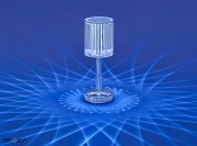 Lampe de table Gatsby. Sur batterie lumière blanche, finition transparente, modèle carré