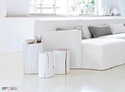 DIfférentes hauteurs et largeurs pour les guéridons Log blanc