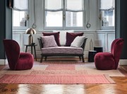 Duo de petits fauteuils Loll sans accoudoirs, finitions velours grenat