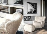 Détail sur finition tissu, fauteuil Loll