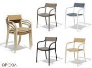 Fauteuil Madison pour terrasse et cafeteria, version lattes resine