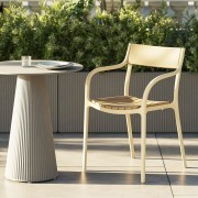 Fauteuil Madison version assise et dossier bois, structure polypro creme