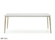 Table pieds bois plateau stratifié blanc Malmo