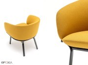Fauteuil Grace par MDD, tissu jaune et pieds epoxy noir