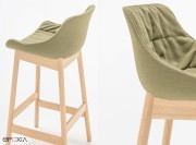 Tabourets Baltic Soft Duo pied bois, coque tapissée