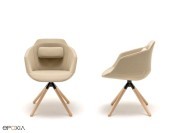 Fauteuils de réunion Ultra, pied bois pivotant