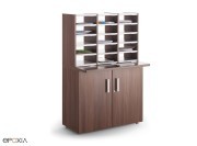 Desserte portes battantes avec module triple double face, tri courrier Trimod