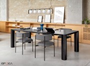Table de réunion Eggen frêne teinté noir, chaises Amélie