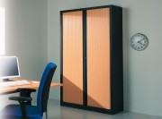 Armoire haute à rideaux anthracite / pommier