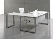 Mobilier bureau Loopy mélaminé blanc, pieds gris alu