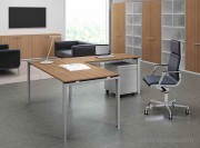 Bureau Glider noyer canaletto avec retour et caisson mobile métal