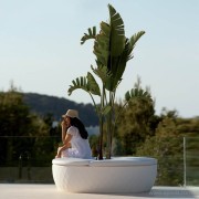Banc d'extérieur Isla blanc avec coussins