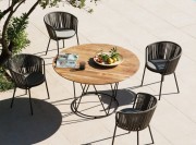Salon outdoor Désirée : chaises dossier cordes  et table ronde