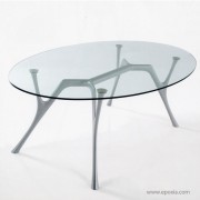 Table de réunion en verre ovale collection Pegaso structure alu