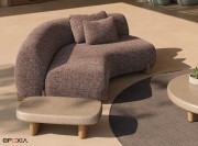 Module Milos 60 degrés, table basse plateau effet granit, pieds bois d'Iroko