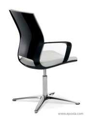 Moteo fauteuil visiteur coque laquée noire, piètement en croix