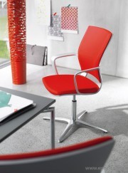 Moteo fauteuil visiteur revêtement en tissu rouge