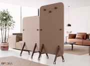 Cloisons mobiles Muro A et B, pieds hêtre teinté noyer