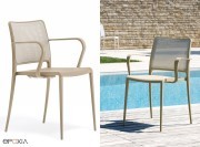 Fauteuils outdoor Mya, dossier résille