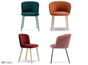 Chaise et fauteuils Nym Soft, tapissés 4 pieds métal ou bois