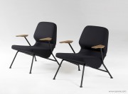 Fauteuils Lounge Oblique, piètement métal
