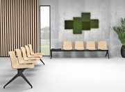 Salle d'attente, Odei sur poutre 5 places et 4 places + table, assise en bois