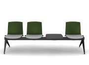 Odei sur poutre 3 places + table, coque polypropylène vert et tissu