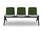 Odei sur poutre 3 places, coque en polypropylène vert assise tissu
